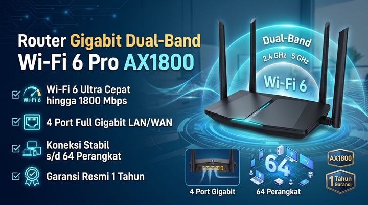 Router Gigabit Dual-Band Wi-Fi 6 Pro AX1800